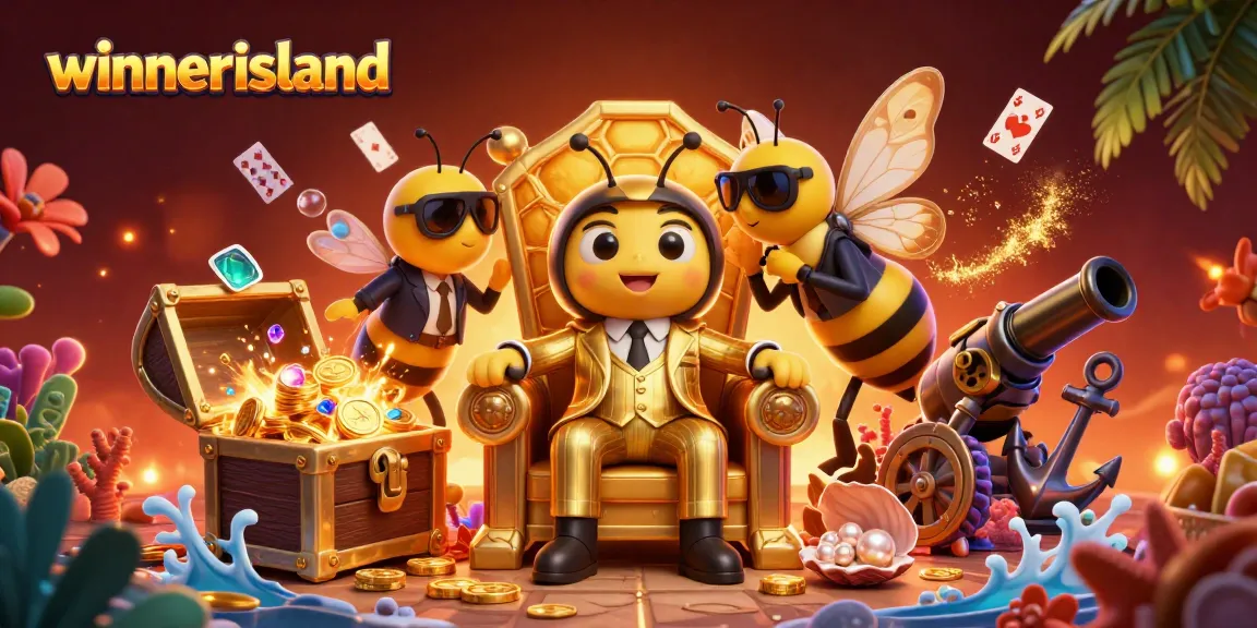 Experience thrilling gameplay at winnerisland with a lively casino-themed illustration featuring vibrant characters and games.