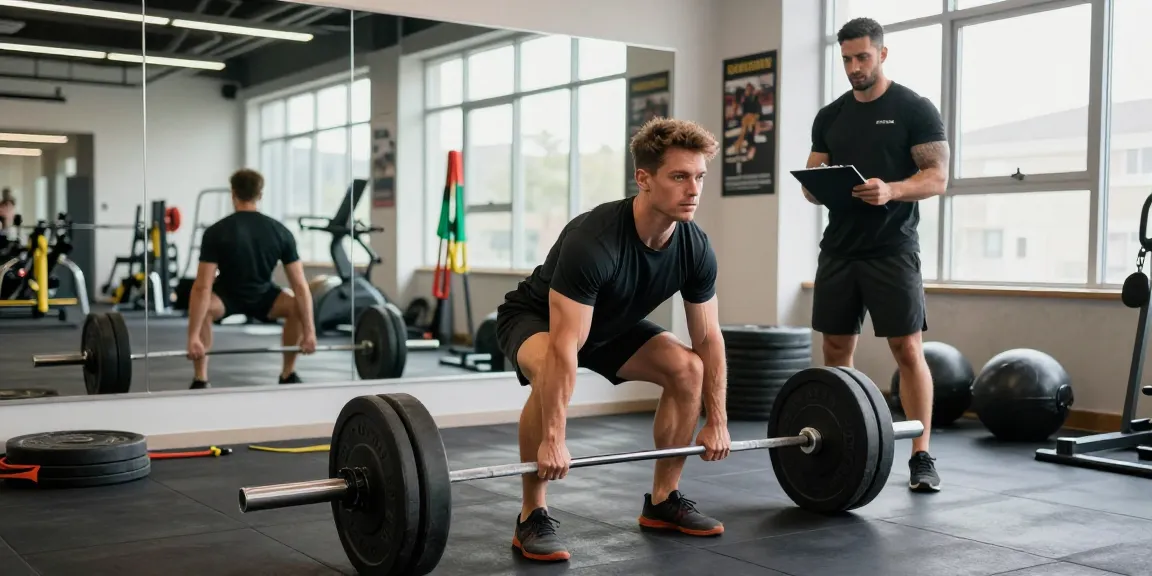 In de Unique Pharma Steroiden Winkel, een man tilt gewichten voor krachttraining in een moderne sportschool.