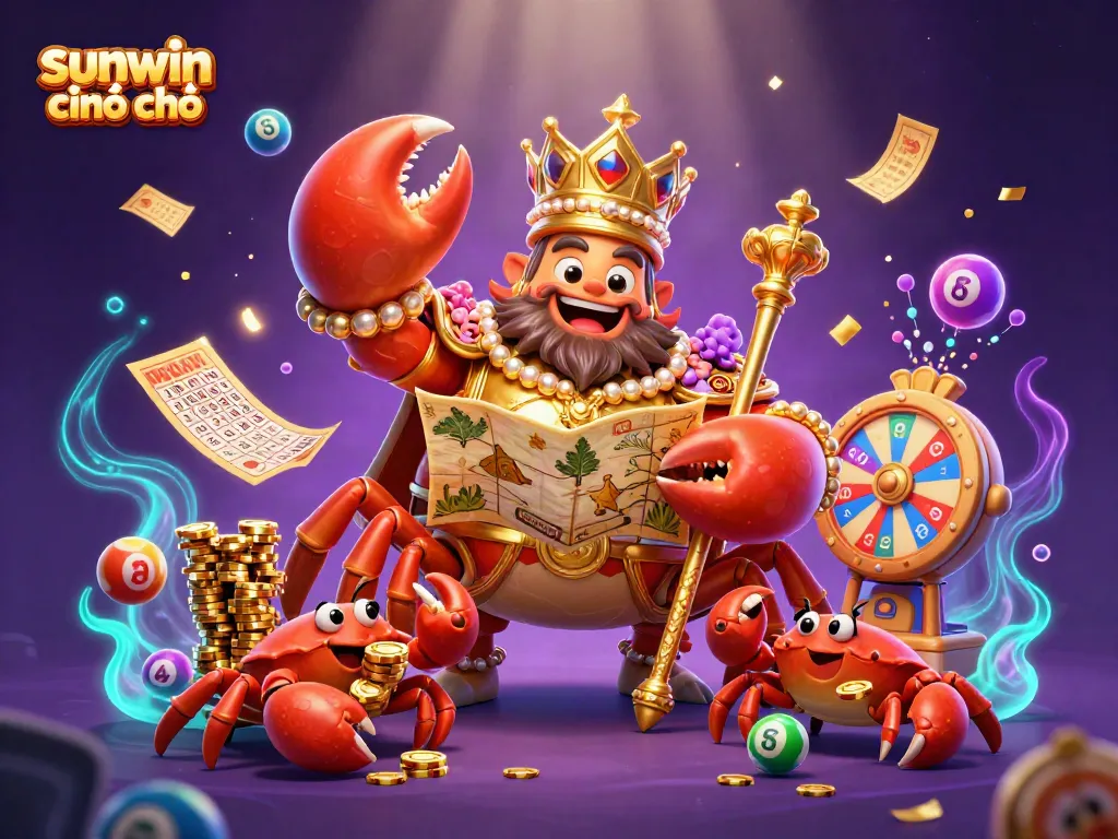 Experience the thrill of sunwin chính chủ with a vibrant 3D casino scene full of colorful lottery elements.