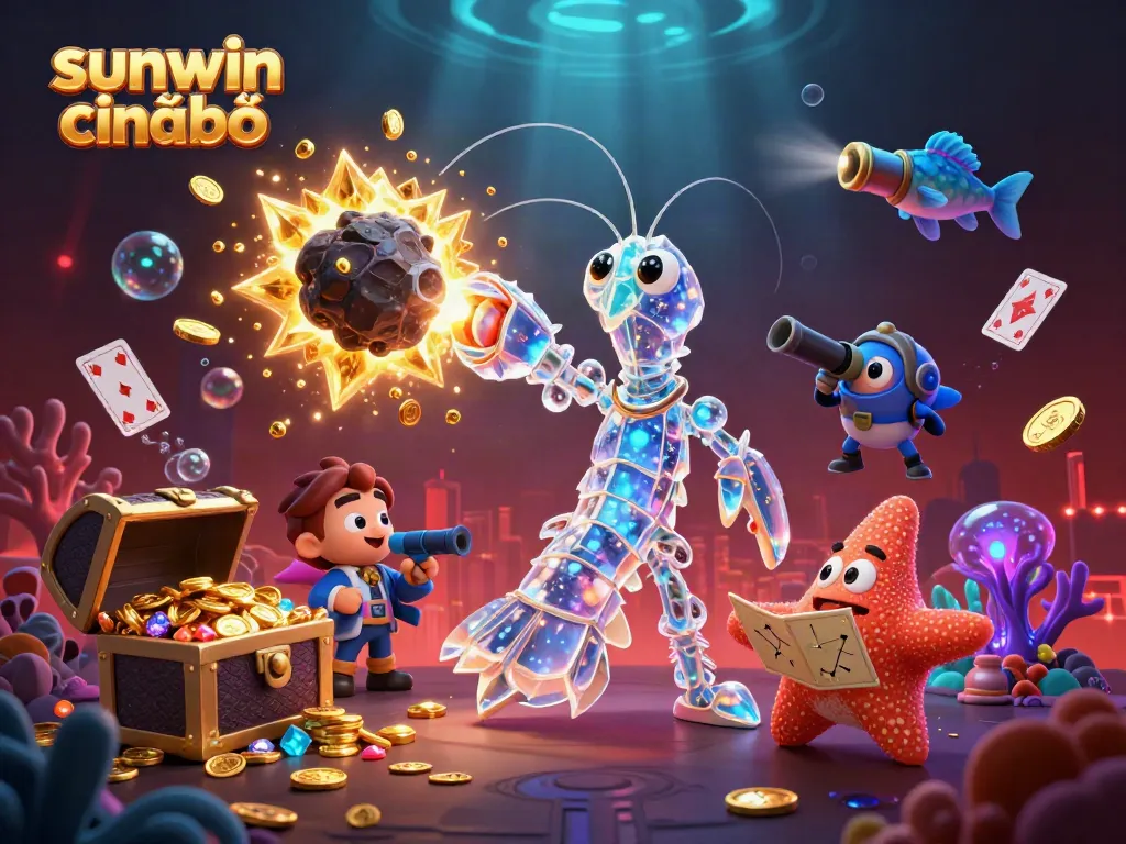 Experience thrilling gameplay with sunwin chính chủ in this captivating 3D illustration of a vibrant online casino scene.