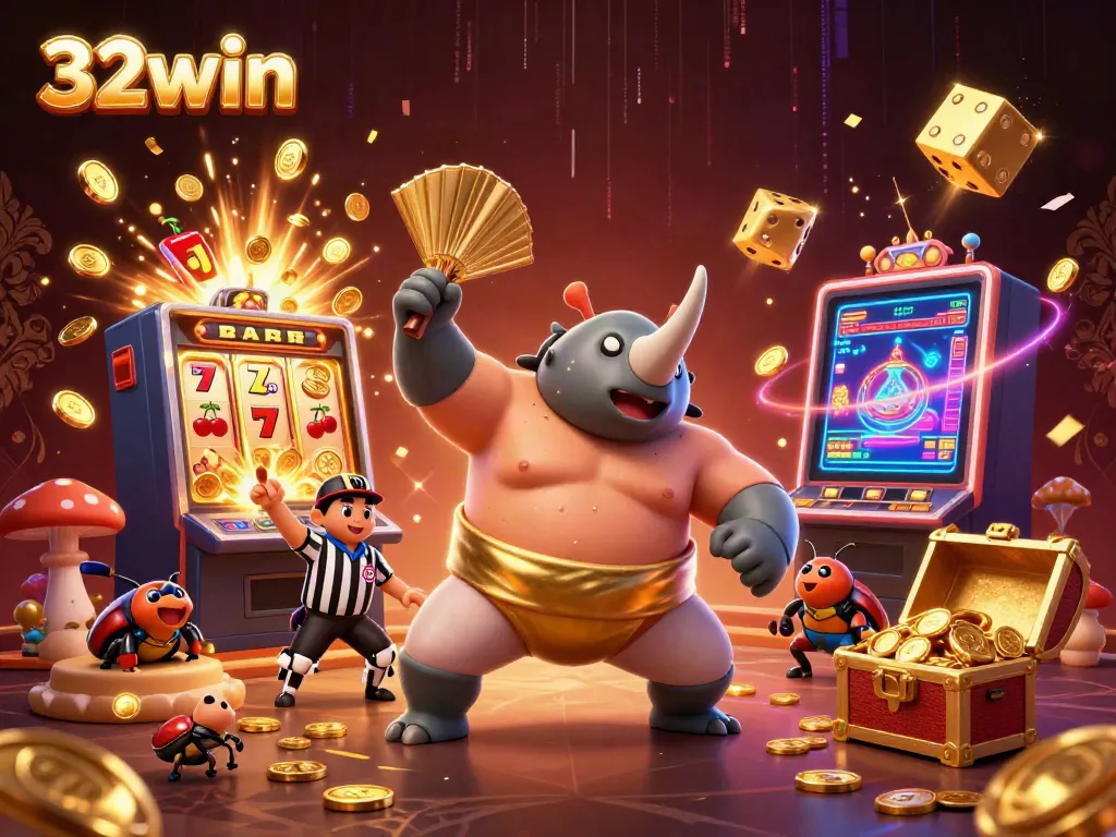 Experience thrilling wins at 32win with a dynamic casino scene featuring exciting game elements.