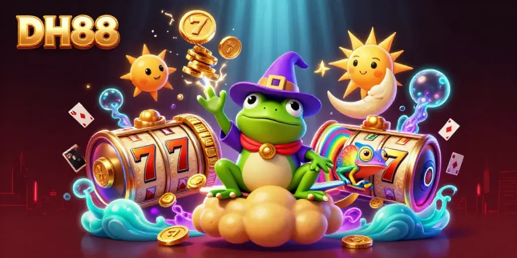 Experience the thrill of winning at DH88 casino with golden coins and vibrant characters.