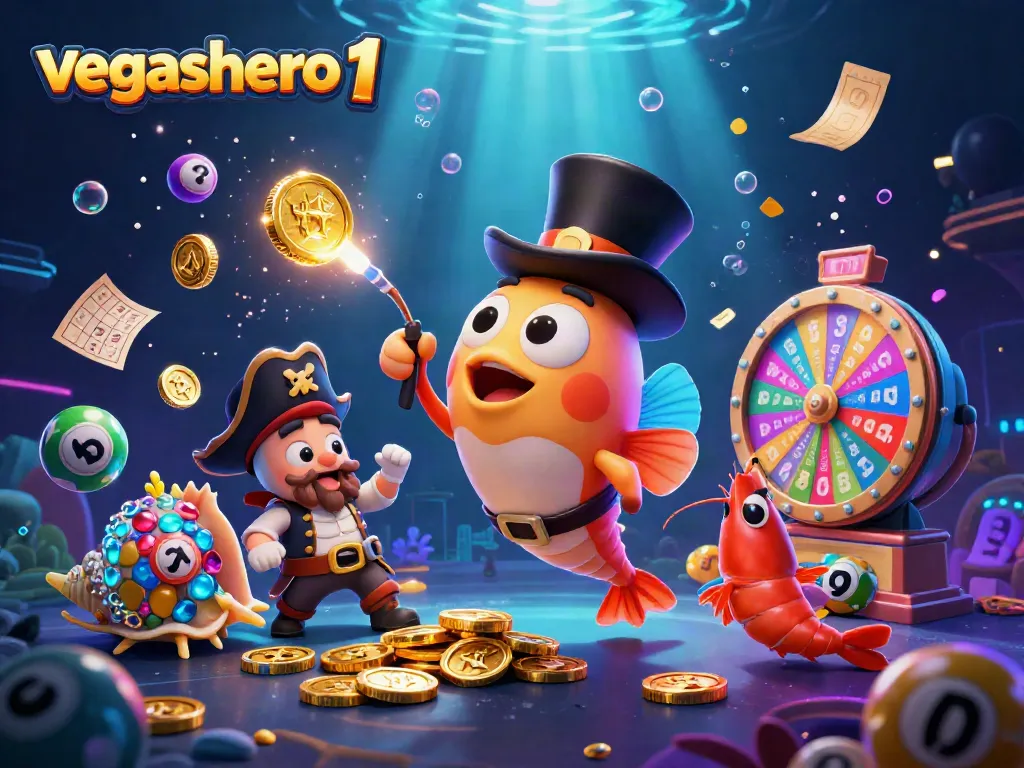 Engage with the excitement of vegashero 1 in this vibrant scene depicting animated gambling elements.